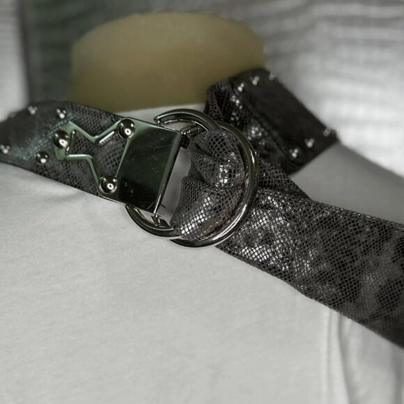 Per Se Faux Snake Skin Silver Gray Leather Belt Ladies Size XL - Picture 5 of 7